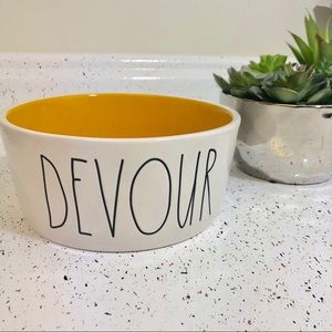 Rae Dunn XL Devour Dog Bowl With Orange Lining